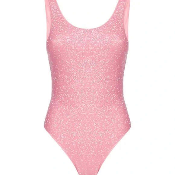 Oseree pink glitter one piece small NWT - Picture 3 of 3